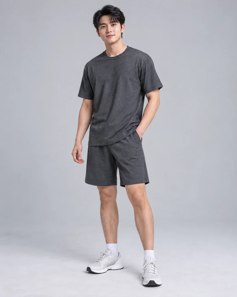 Áo thể thao xám than dáng suông cho giải chạy 041 – xám than, linen pha