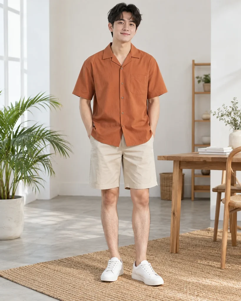 Áo nhóm đi biển cam đất dáng suông cho du lịch 115 – cam đất, kaki bền màu