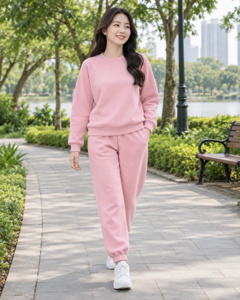 Đồng phục mầm non hồng phấn dáng năng động cho trường mầm non 151 – hồng phấn, nỉ bông
