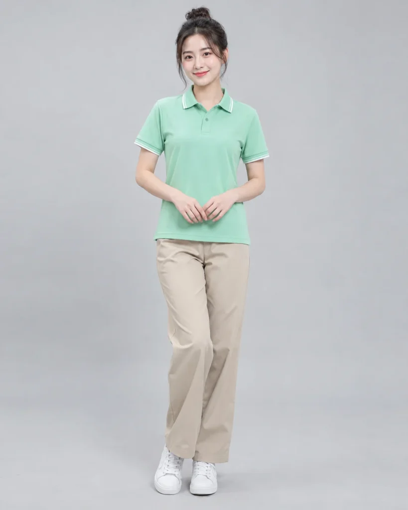 Đồng phục mầm non xanh mint dáng suông cho lớp năng khiếu 161 – xanh mint, cá sấu cotton