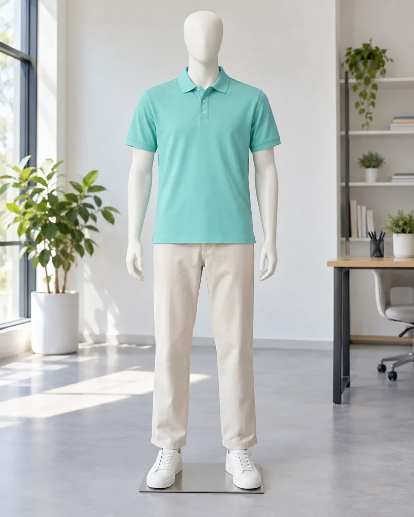 Áo lớp xanh ngọc dáng năng động cho họp lớp 218 – xanh ngọc, cá sấu cotton