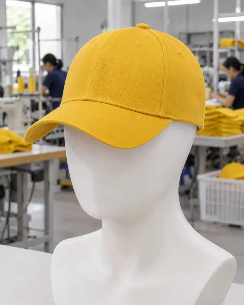 Mũ lưỡi trai đồng phục vàng nghệ dáng gọn cho du lịch 251 – vàng nghệ, cá sấu cotton