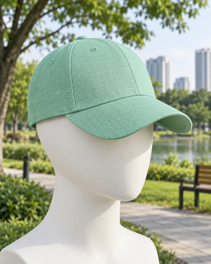 Mũ lưỡi trai đồng phục xanh mint dáng suông cho du lịch 260 – xanh mint, linen pha