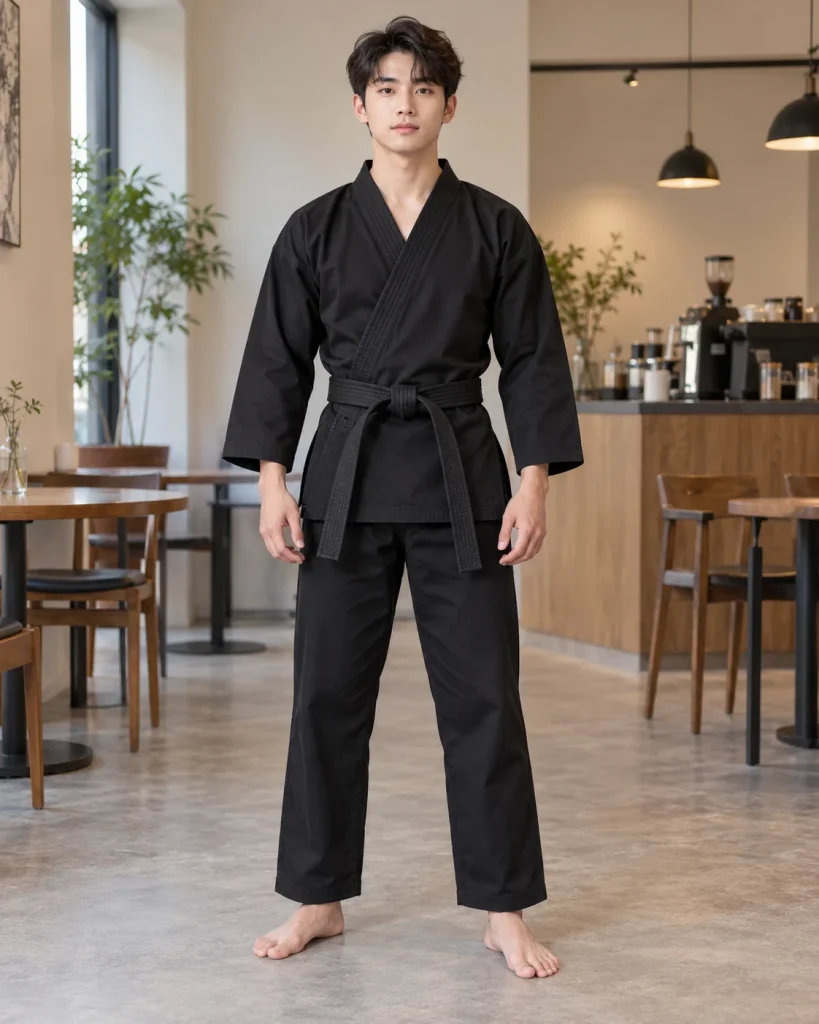 Võ phục luyện tập đen dáng năng động cho câu lạc bộ 288 – đen, cotton compact