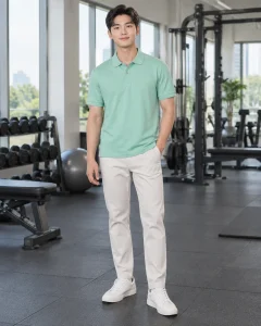 Áo polo đồng phục xanh mint dáng năng động cho bán hàng 032