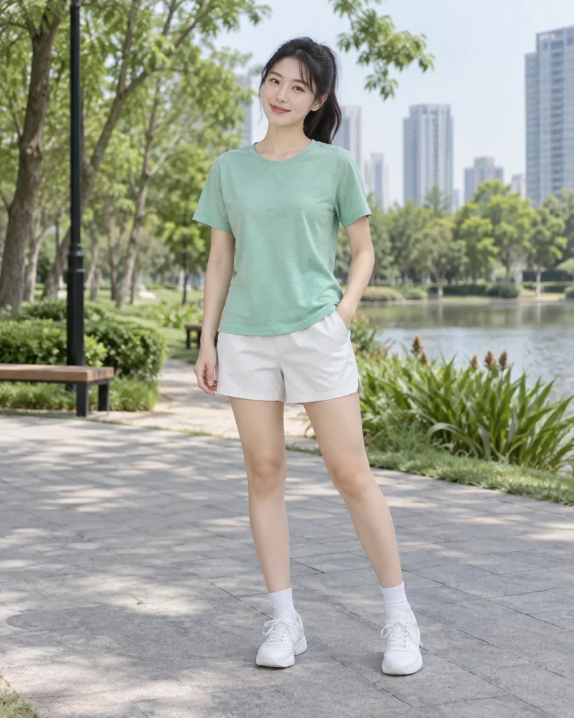 Áo thể thao xanh mint dáng suông cho giải chạy 047