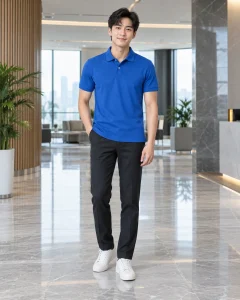 Áo thể thao xanh dương dáng gọn cho giải chạy 050