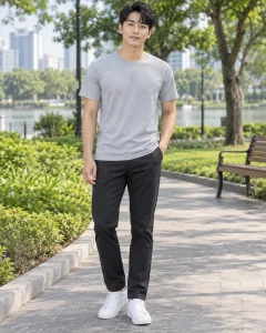 Áo thun cổ tròn ghi sáng dáng gọn cho sự kiện 055
