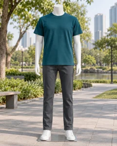 Áo thun cổ tròn xanh cổ vịt dáng trẻ trung cho quảng bá 063
