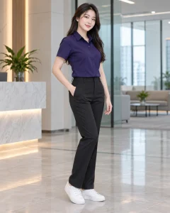 Đồng phục công ty tím than dáng năng động cho doanh nghiệp 106