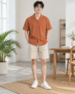 Áo nhóm đi biển cam đất dáng suông cho du lịch 115