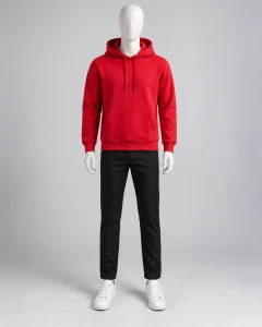 Áo hoodie đồng phục đỏ tươi dáng gọn cho đội nhóm sáng tạo 129