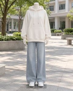 Áo hoodie đồng phục trắng kem dáng suông cho đội nhóm sáng tạo 132