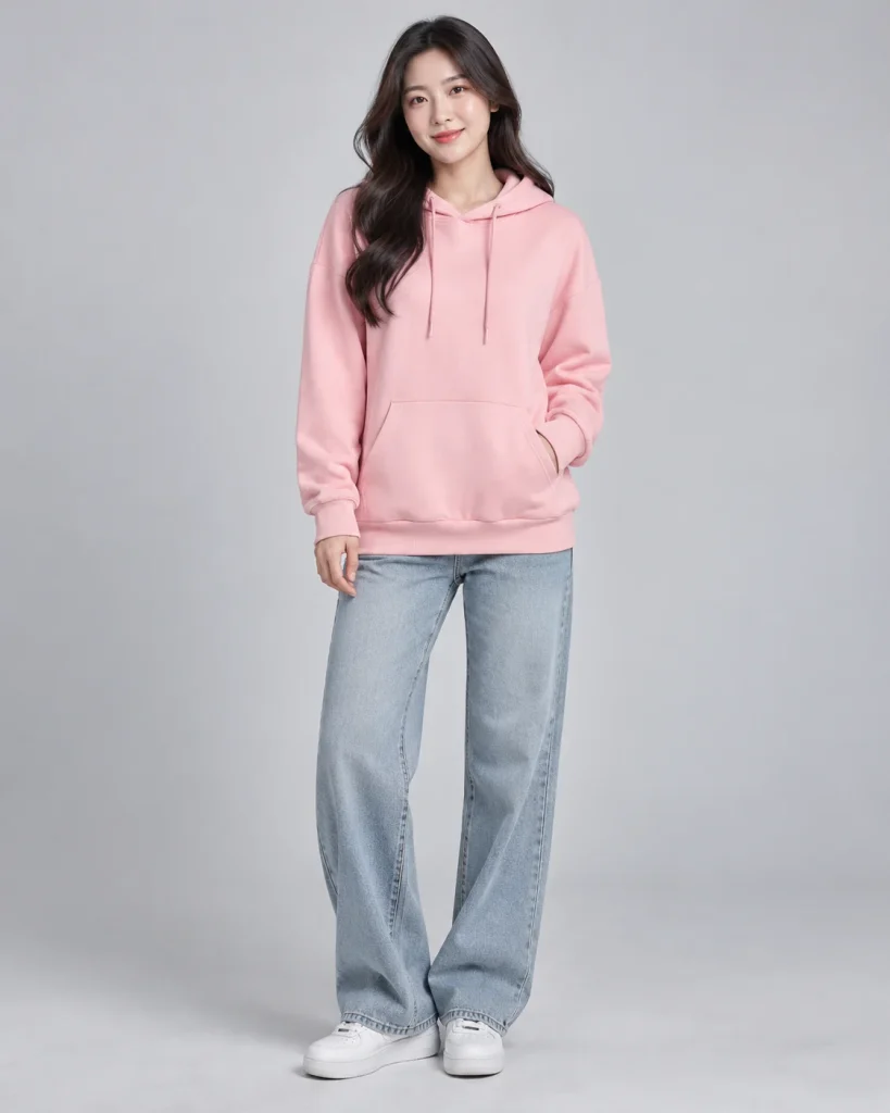 Áo hoodie đồng phục hồng phấn dáng trẻ trung cho trường học 137