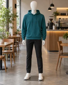 Áo hoodie đồng phục xanh cổ vịt dáng gọn cho đội nhóm sáng tạo 141