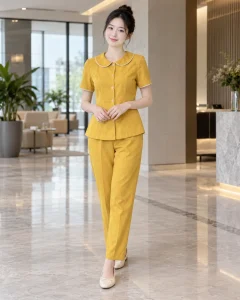 Đồng phục mầm non vàng nghệ dáng gọn cho lớp năng khiếu 146