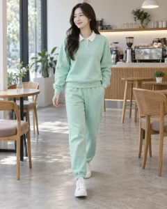Đồng phục mầm non xanh mint dáng năng động cho trường mầm non 157