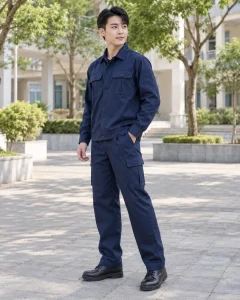 Đồng phục bảo hộ xanh navy dáng unisex cho cơ khí 164