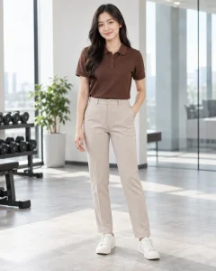 Đồng phục công sở nâu cà phê dáng regular cho văn phòng 184