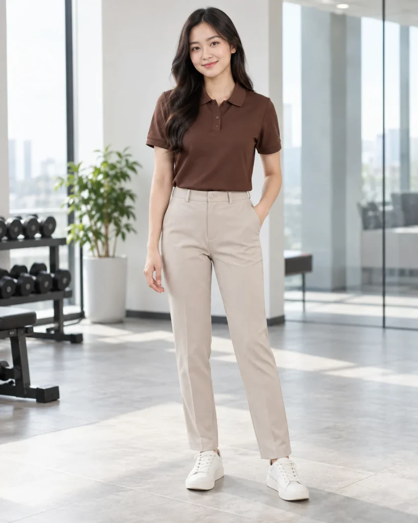 Đồng phục công sở nâu cà phê dáng regular cho văn phòng 184