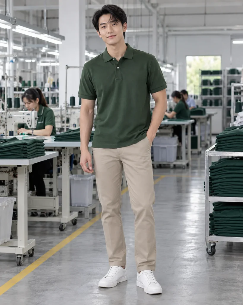Đồng phục công sở xanh rêu dáng regular cho văn phòng 190