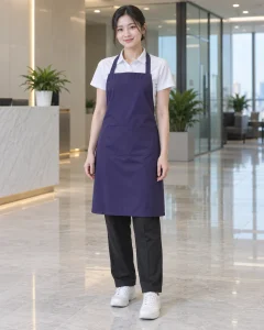 Tạp dề đồng phục tím than dáng suông cho quán cà phê 270