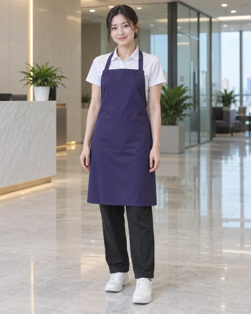 Tạp dề đồng phục tím than dáng suông cho quán cà phê 270