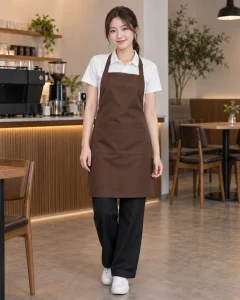 Tạp dề đồng phục nâu cà phê dáng gọn cho quán cà phê 273