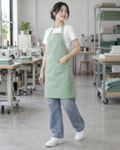 Tạp dề đồng phục xanh mint dáng unisex cho nhà hàng 274