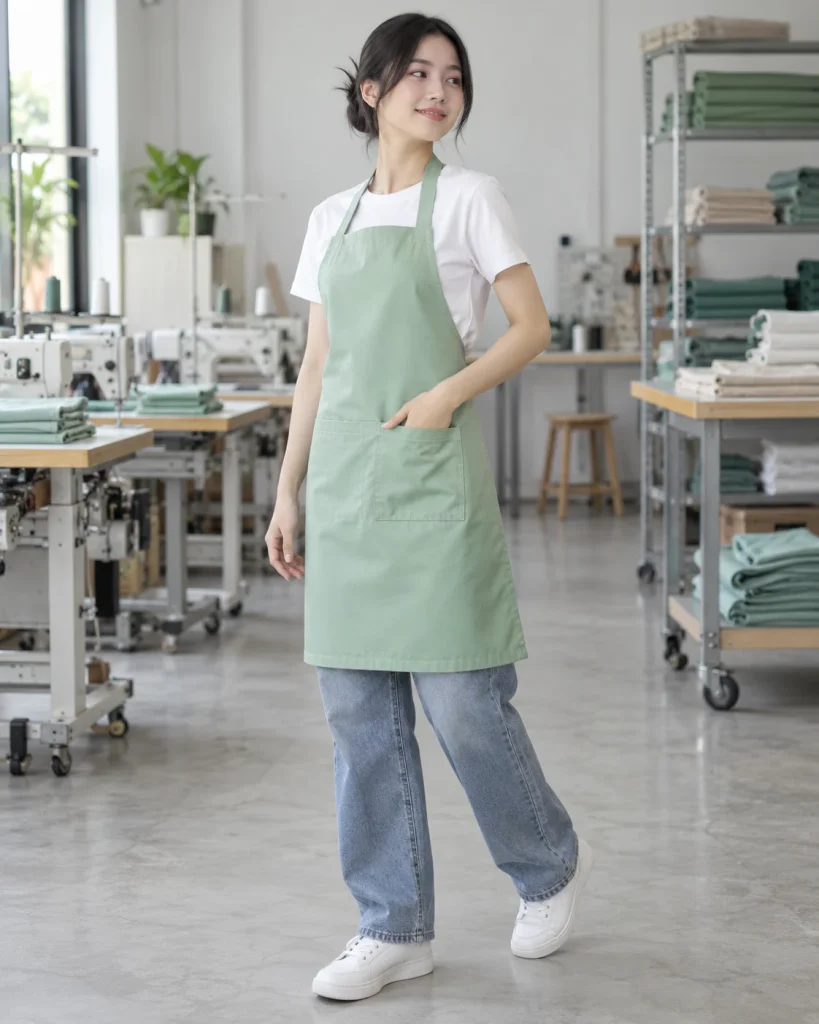 Tạp dề đồng phục xanh mint dáng unisex cho nhà hàng 274