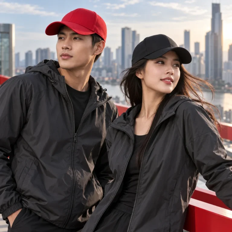 Người mẫu đội mũ lưỡi trai khi hoạt động ngoài trời